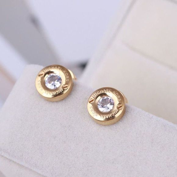Michael Kors Jewelry Michael Kors Logo Circle Crystal Stud Earrings